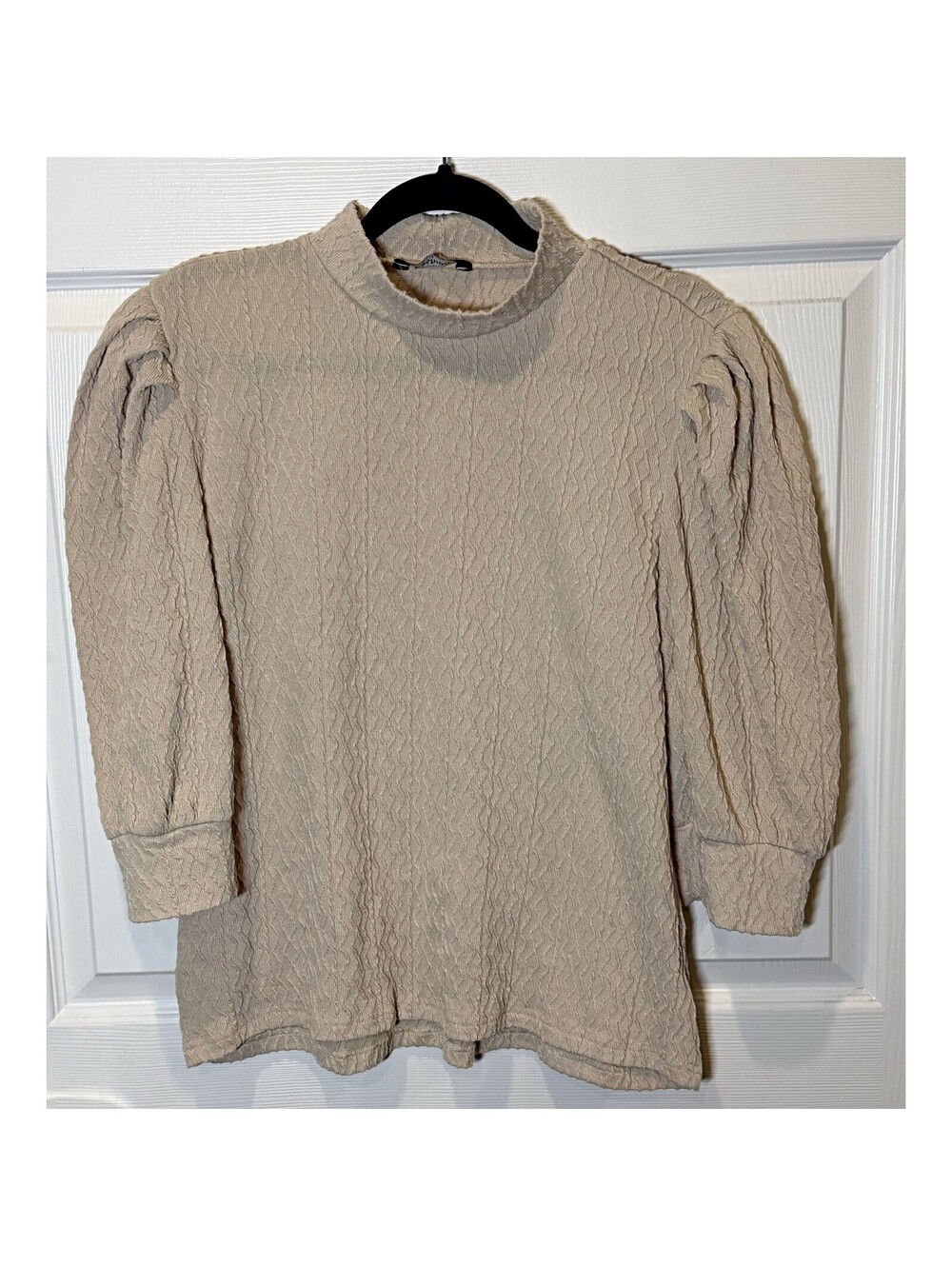 Mock neck puff sleeve top